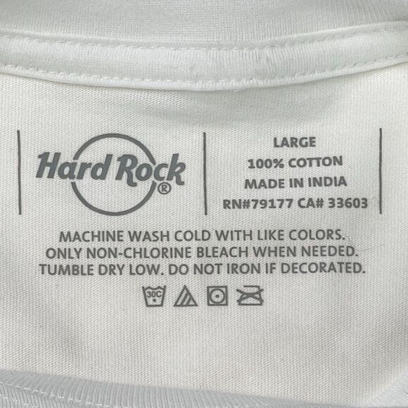 Hard Rock Cafe Las Vegas Tee White with Silver Logo Vinyl Ladies L NWT T-Shirt - Picture 4 of 5